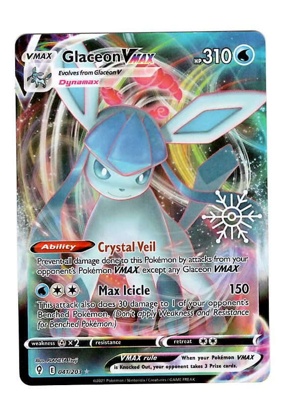 Glaceon VMAX 041/203 Ultra Rare SNOWFLAKE STAMP Pokemon TCG 2023 Holiday PROMO (Sealed)