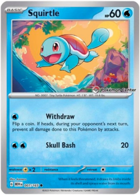 Pokemon Center Exclusive Squirtle Promo 007/165 S&V 151 Sealed English