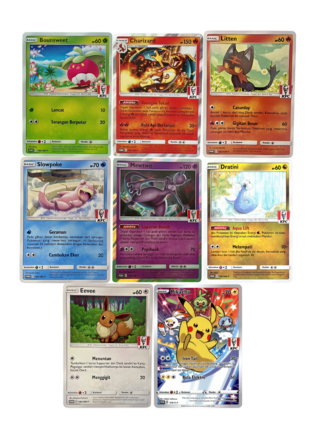 Pokemon KFC PROMO 8 Cards Pikachu Charizard Mewtwo Eevee Indonesian 2021