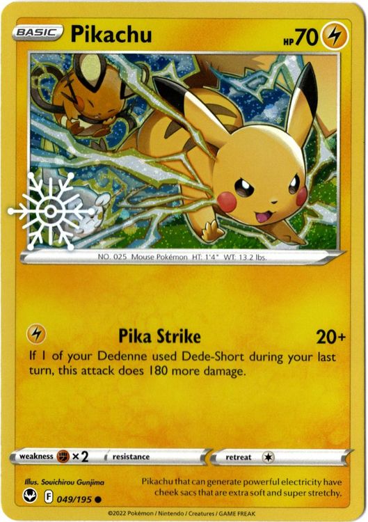 Pikachu 2023 Holiday Advent Snowflake Stamp Promo Pokemon Card 049/195 (Sealed)